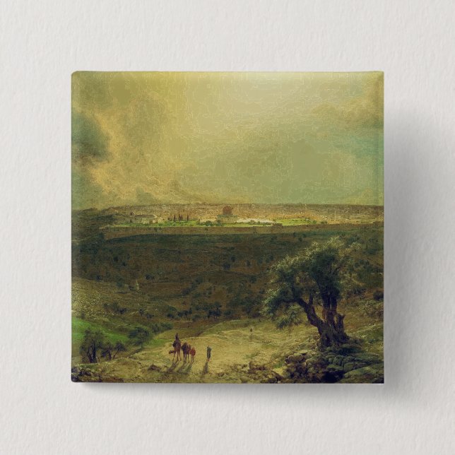 Jerusalem from the Mount of Olives 2 Inch Square Button (Front)