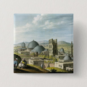 Jerusalem from the West, pub. by William Watts, 18 2 Inch Square Button