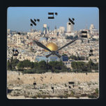Jerusalem - Hebrew Script Lettering Square Wall Clock<br><div class="desc">"Jewish Expressions, " offers a shopping experience as you will not find anywhere else. Welcome to our store. Tell your friends about us and send them our link: http://www.zazzle.com/YehudisL?rf=238549869542096443*</div>