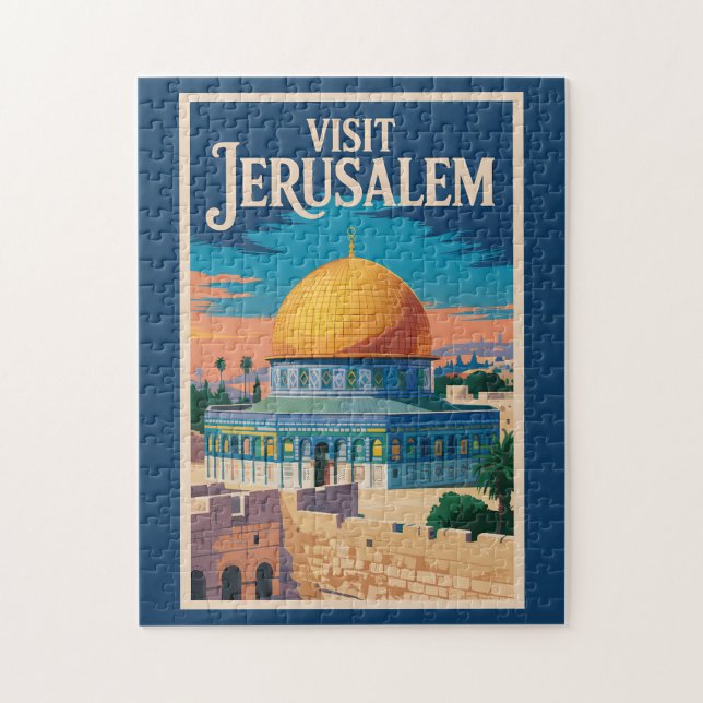 Jerusalem Israel Illustration Travel Art Vintage Jigsaw Puzzle (Vertical)