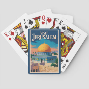 Jerusalem Israel Illustration Travel Art Vintage Playing Cards