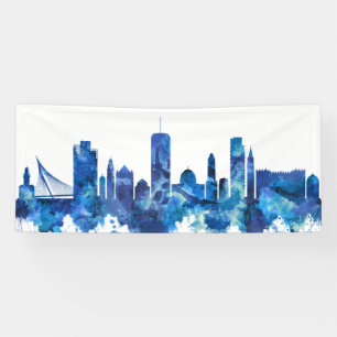 Jerusalem Israel Skyline Blue Banner