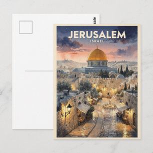 Jerusalem Israel Vintage Travel Postcard
