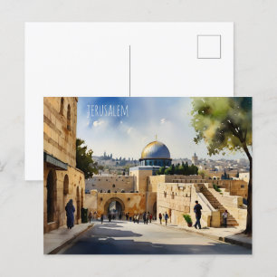 Jerusalem Israel watercolor art Postcard
