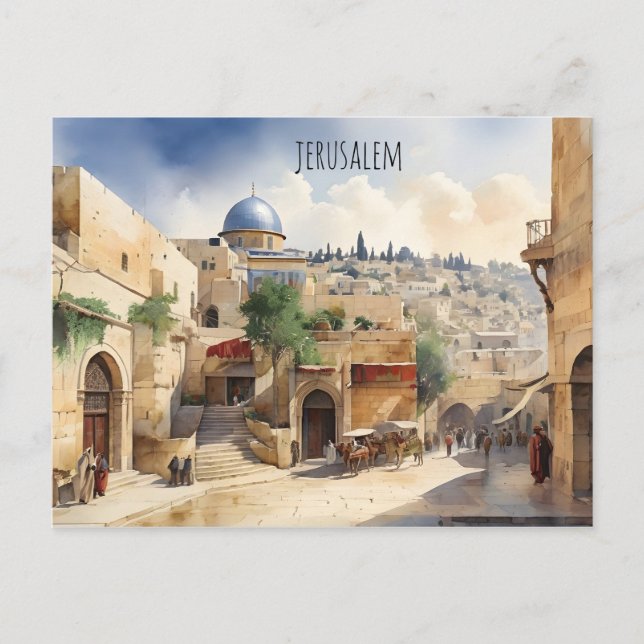 Jerusalem Israel watercolor art Postcard (Front)