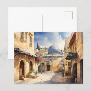 Jerusalem Israel watercolor art Postcard