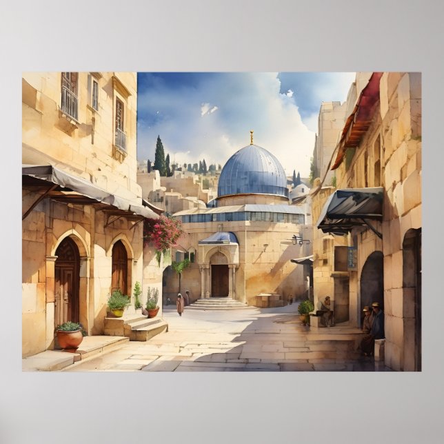 Jerusalem Israel watercolor art Poster (Front)