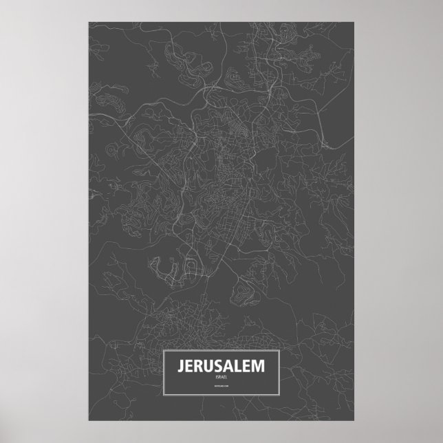 Jerusalem, Israel (white on black) Poster (Front)