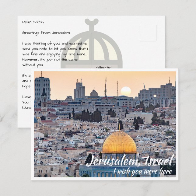 Jerusalem Israel with Dome of the Rock Postcard (Front/Back)
