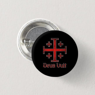 Jerusalem Knight Templar Crusader Cross Deus Vult 1 Inch Round Button