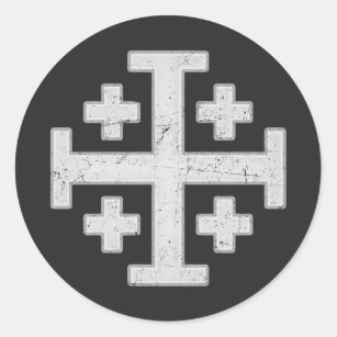 templar knight jerusalem cross sticker ca crusader deus vult round classic stickers zazzle