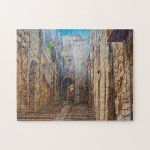 Jerusalem Old Street David city Israel Fine Art Jigsaw Puzzle