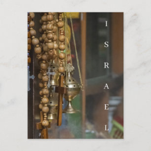 Jerusalem rosaries and crosses up close postcard