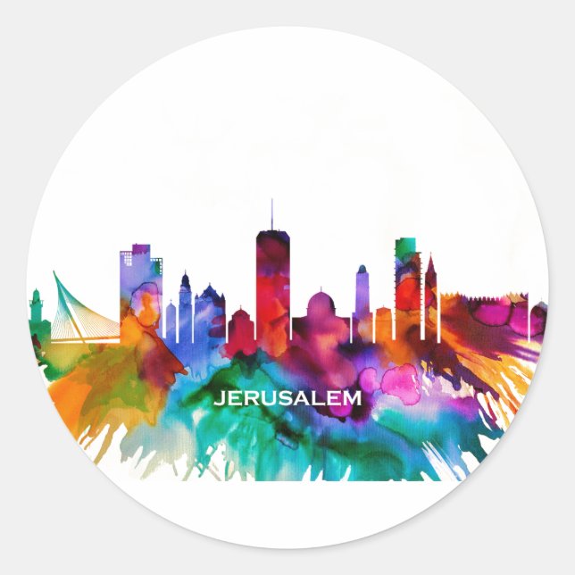 Jerusalem Skyline Classic Round Sticker (Front)