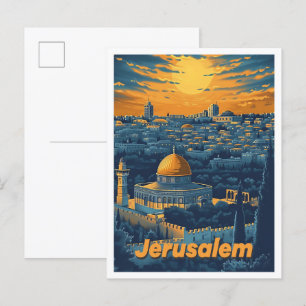 Jerusalem The Holy City Vintage Art Illustration Postcard
