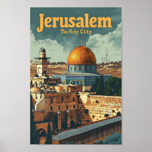 Jerusalem Vintage Art Travel Illustration Poster