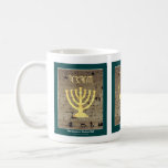 Jerusalem "Western Wall" Mug<br><div class="desc">The Western Wall (Kotel) with a menorah (candelabra) design.
Above the menorah is the name of God written in ancient Hebrew characters.</div>