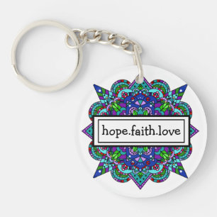 J'espère. La foi. Love Purple et Blue Mandala Keyc