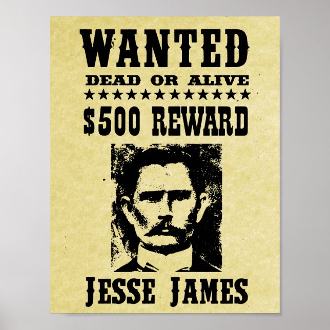 Jesse James Old Wild West Réplique Poster Recherch (Devant)
