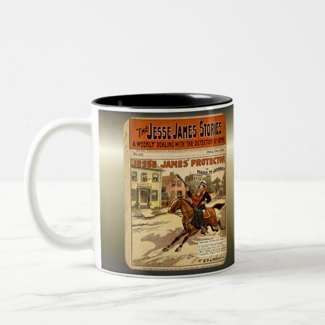 Jesse James Outlaw Bank Robber Comic Book Two-Tone Coffee Mug (Left)