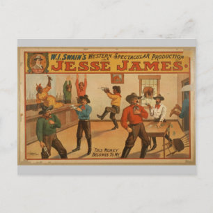 Jesse James, 'This Money Belongs to me' Vintage Th Postcard