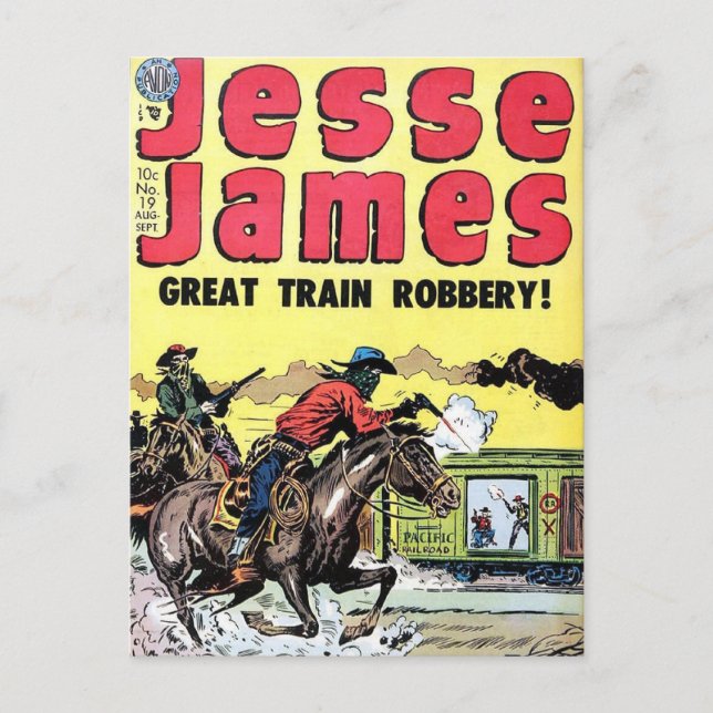 Jesse James Train Robbery Postcard (Front)