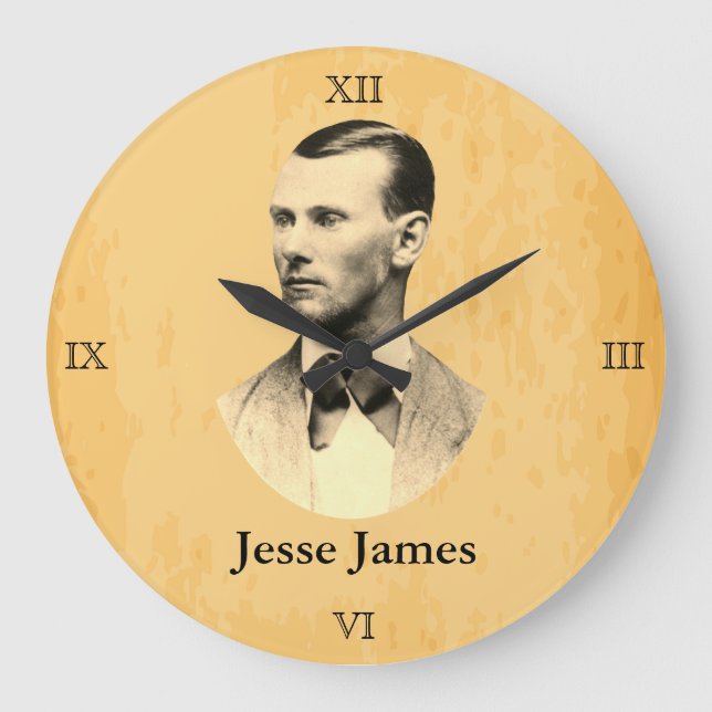 Jesse James Wanted Outlaw 🚨 Wild West USA  Large Clock (Front)