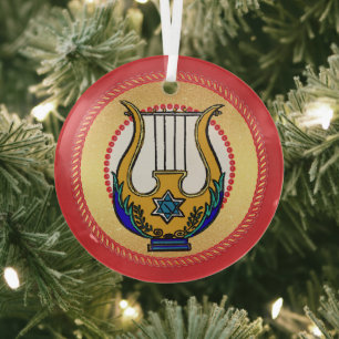 Jesse Tree David's Harp Glass Ornament