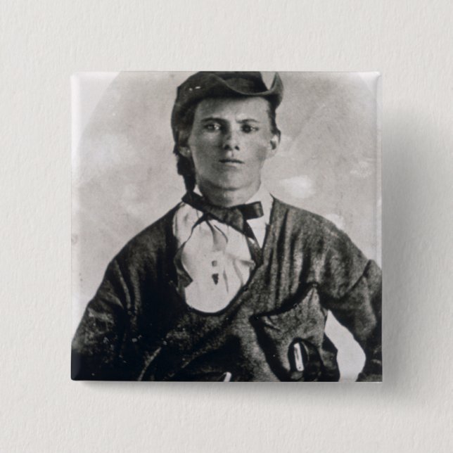 Jesse Woodson James (b/w photo) 2 Inch Square Button (Front)