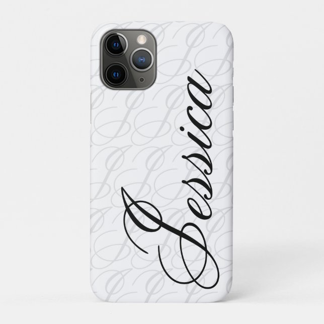 Jessica Custom Name Elegant Script Black White Case-Mate iPhone Case (Back)