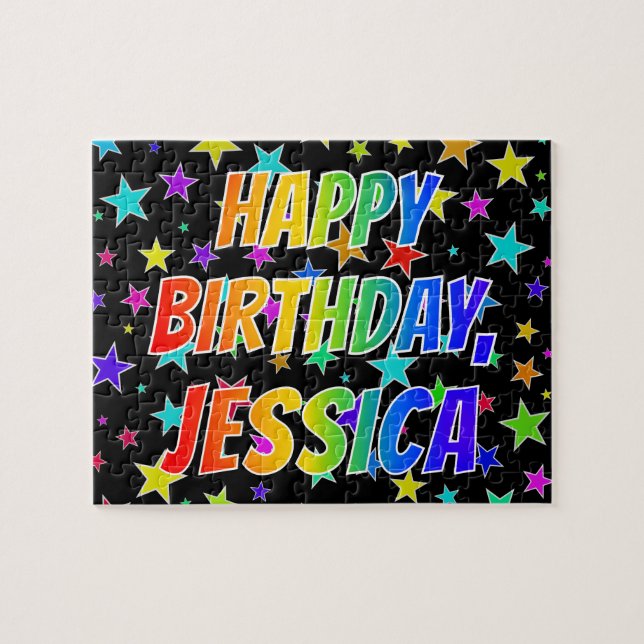 "JESSICA" First Name, Fun "HAPPY BIRTHDAY" Jigsaw Puzzle (Horizontal)