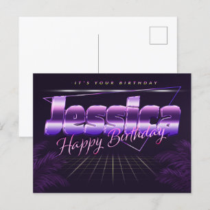 Jessica Name Vorname lila Postkarte Geburtstag Postcard