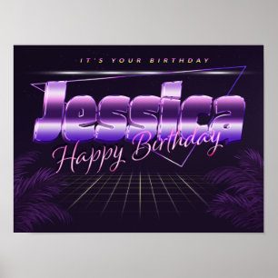 Jessica Name Vorname lila retro Poster Geburtstag
