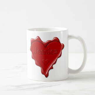 Jessica. Red heart wax seal with name Jessica Coffee Mug