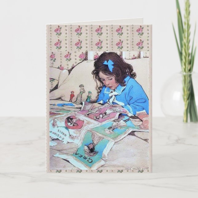 Jessie Wilcox Smith Paper Dolls Floral Card (Front)