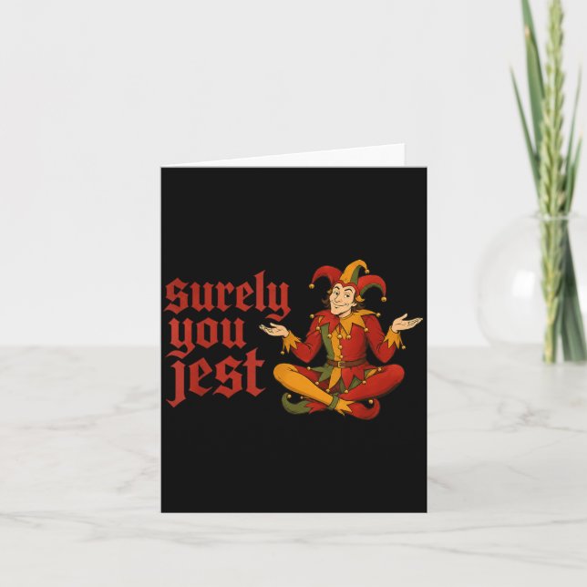 Jest Funny Medieval Smiling Clown Jester Meme Card (Front)