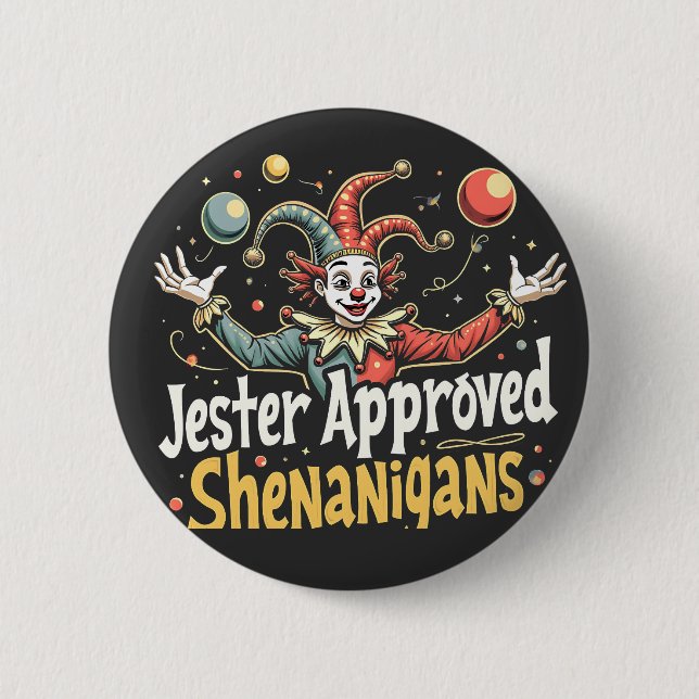 Jester Approved Shenanigans Circus Clown  2 Inch Round Button (Front)