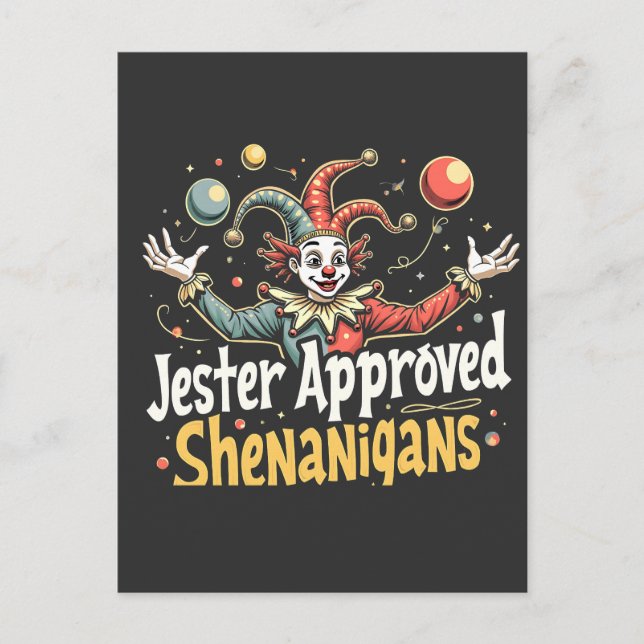Jester Approved Shenanigans Circus Clown  Postcard (Front)