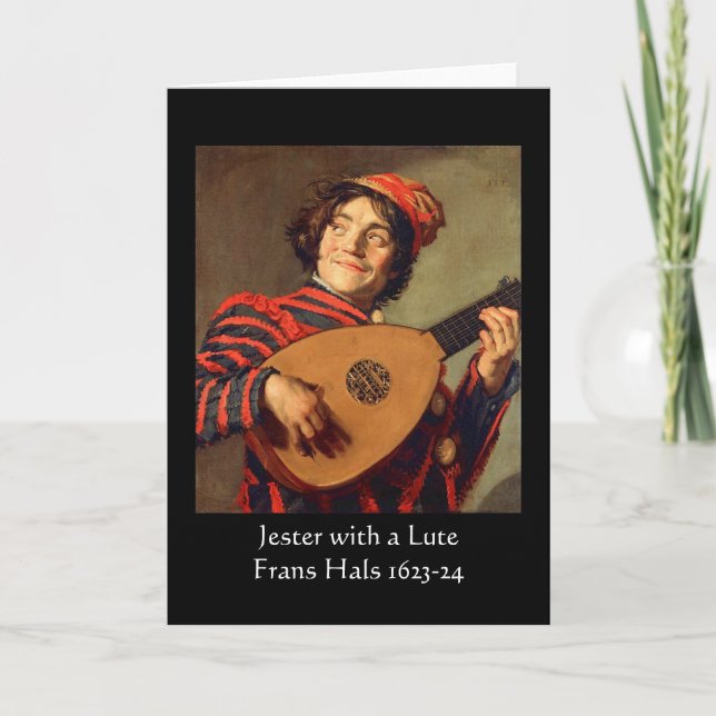 Jester avec une carte de voeux en lecture (Devant)