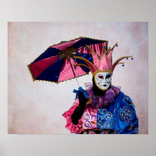 Jester Carnival Costume, Venice Poster