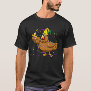 Jester Chicken Beads Mardi Gras Farming Men Women T-Shirt