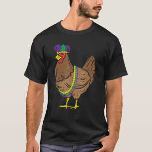 Jester Chicken Beads Mardi Gras Funny Farming Men  T-Shirt