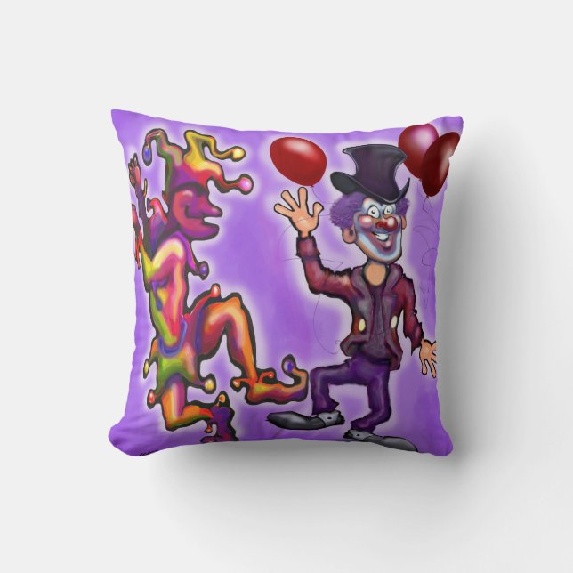 Jester Clown Throw Pillow (Front)