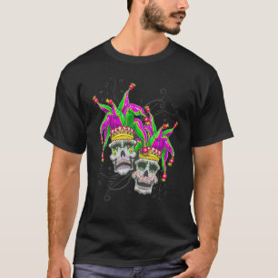 Jester Comedy Tragedy Skulls Mardi Gras VooDoo T-Shirt