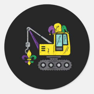 Jester Crane Mardi Gras Cute Boys Kids Toddlers Classic Round Sticker