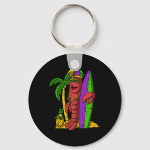 Jester Crawfish Surfer Mardi Gras Surfing Carnival Keychain