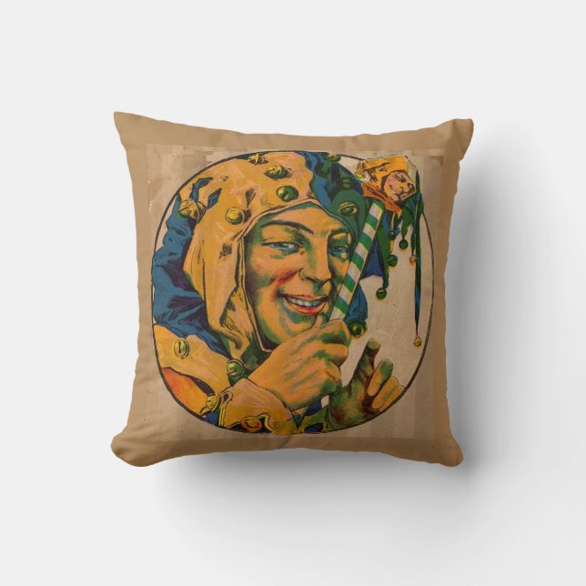 jester from the 1920s throw pillow (Front)
