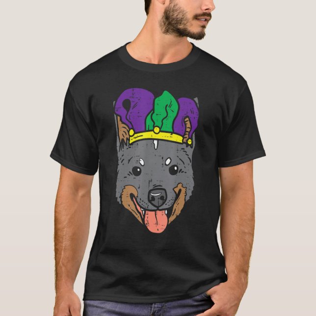 Jester Hat Heeler Face Mardi Gras Cattle Dog Men W T-Shirt (Front)