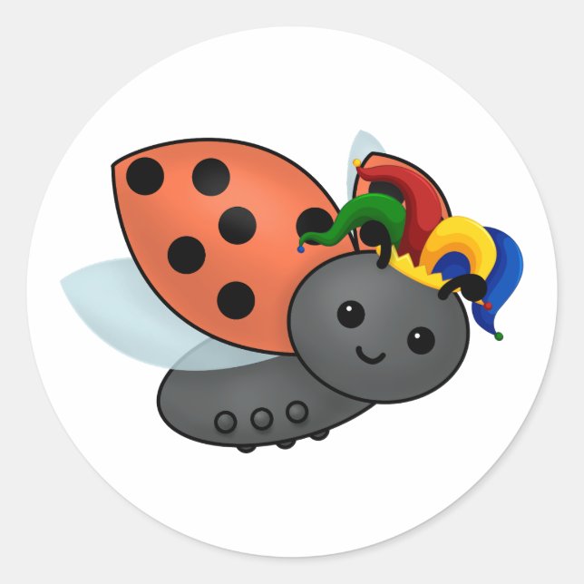 Jester Ladybug Classic Round Sticker (Front)