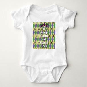 Jester Mask Keep Calm and Mardi Gras Baby Bodysuit